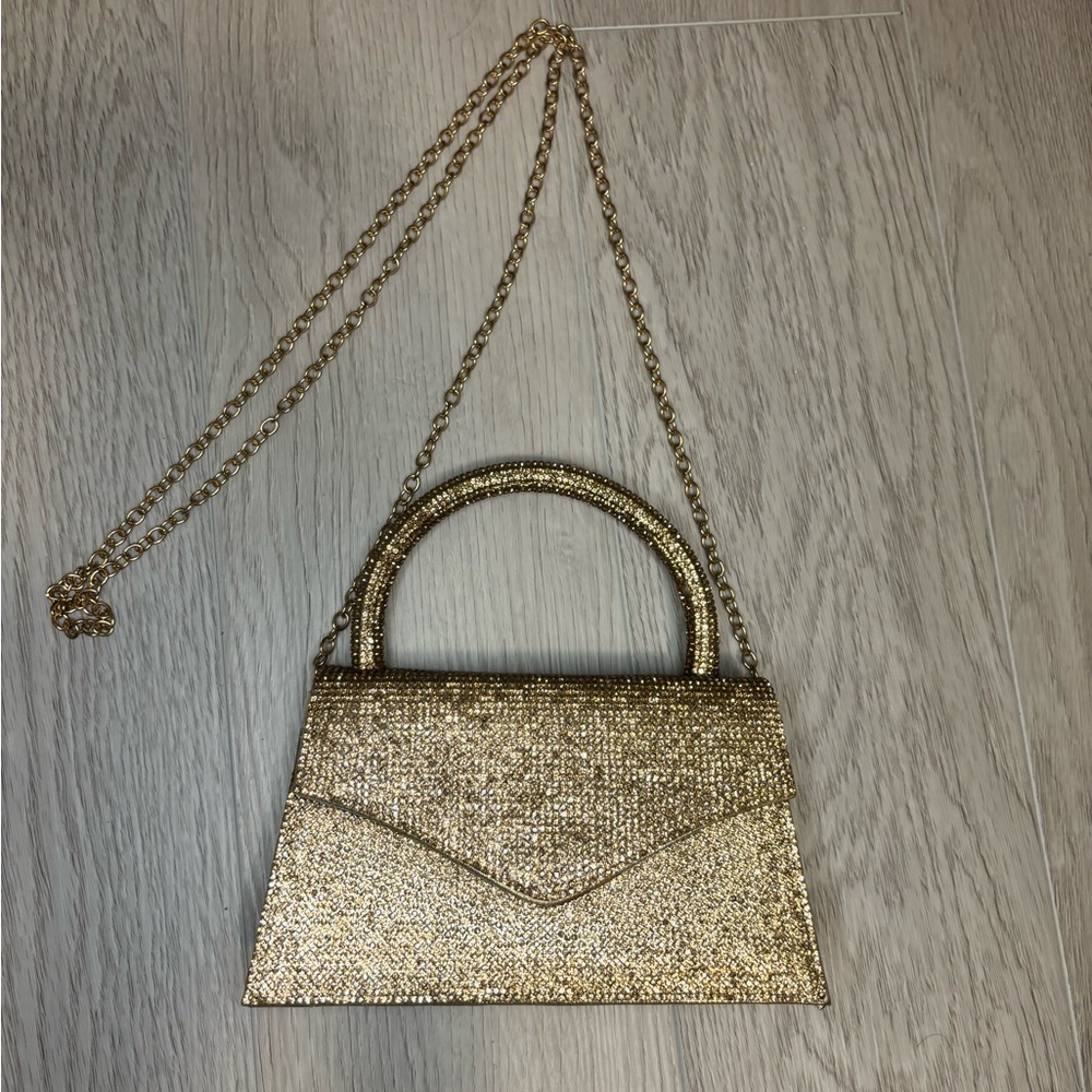 Steve Madden Gold Clutch with Chain Strap